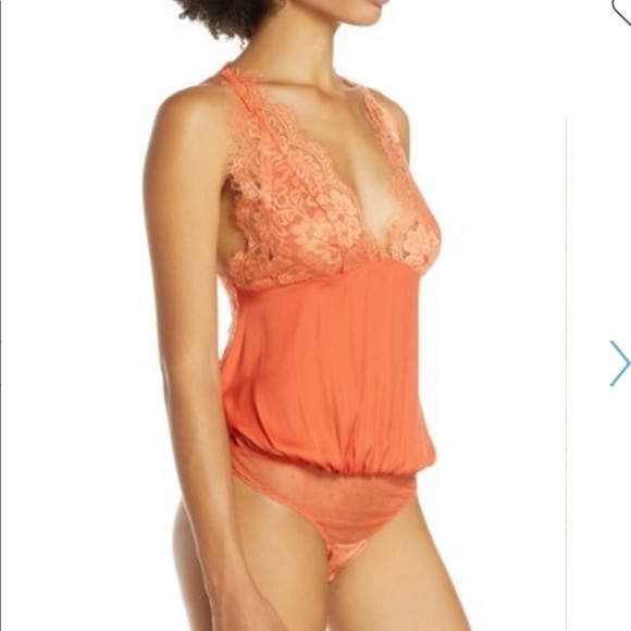 Free People Tops - Free People
Melrose Lace Trim Open Back Bodysuit